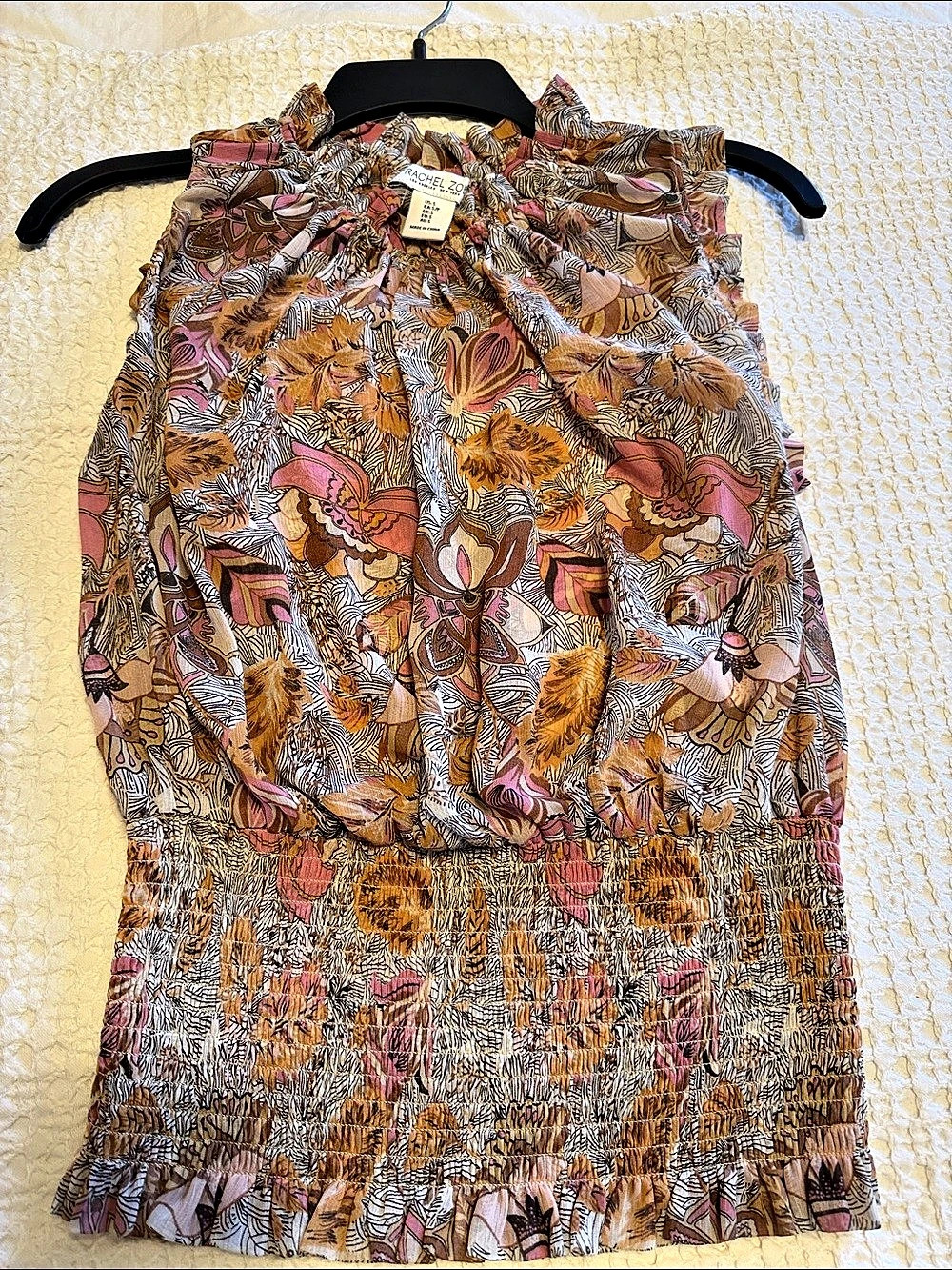 Rachel Zoe Floral Blouse in Brown & Pink Size Medium Like New